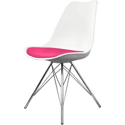 Fusion Living Soho Pink and White Eiffel Dining Chair - Plastic Fusion Living Soho Pink and White Eiffel Dining Chair - Plastic
