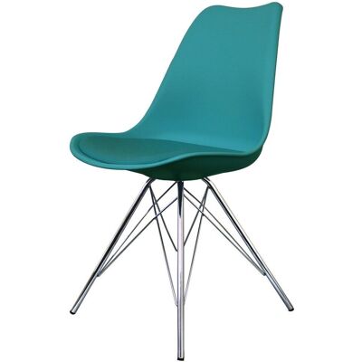 Fusion Living Soho Plastic Dining Chair Dark Green Chrome Legs - Dining Chair Fusion Living Soho Plastic Dining Chair Dark Green Chrome Legs - Dining Chair