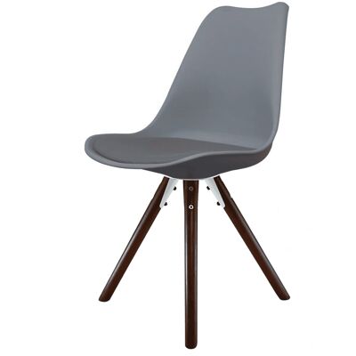Fusion Living Soho Dark Grey Plastic Dining Chair - Pyramid Dark Wood Legs Fusion Living Soho Dark Grey Plastic Dining Chair - Pyramid Dark Wood Legs