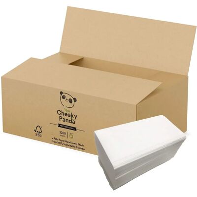 The Cheeky Panda – Professionelle V-Falt-Handtücher Großpackung mit 3200 Blatt - Handtücher The Cheeky Panda – Professionelle V-Falt-Handtücher Großpackung mit 3200 Blatt - Handtücher