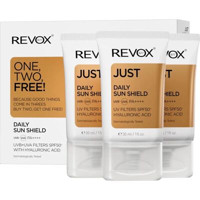 Revox B77 JUST Daily Sun Shield - Sonnenschutzcreme SPF 50+ 3x30ml Revox B77 JUST Daily Sun Shield - Sonnenschutzcreme SPF 50+ 3x30ml