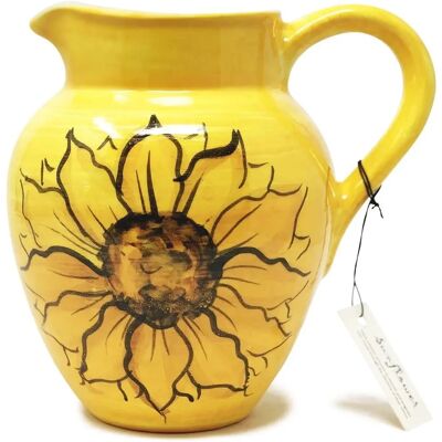 Verano Spanish Ceramics Sunflower Hand Painted Ceramic - Yellow - 21 cm - Large Pourer Jug Verano Spanish Ceramics Sunflower Hand Painted Ceramic - Yellow - 21 cm - Large Pourer Jug