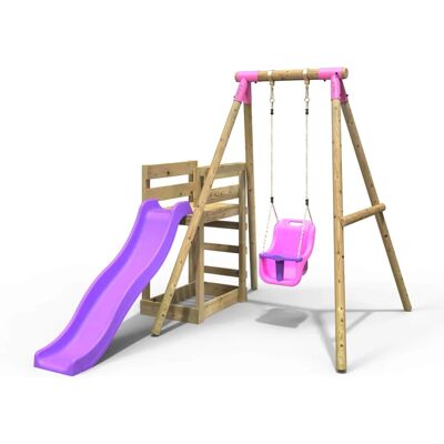 Pluto - Rebo - Pink - Wooden Swing Set Pluto - Rebo - Pink - Wooden Swing Set