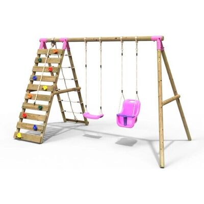 Kai Rebo - Pink - Up and Over Climbing Wall - Swing Set Kai Rebo - Pink - Up and Over Climbing Wall - Swing Set