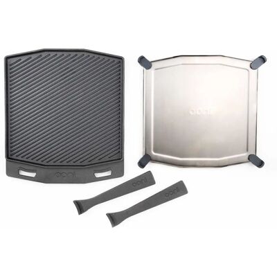 Ooni Utendørsovn Dobbelsidig Støpejern Grizzler Plate & Rustfritt stål Trivet - Tilbehør Ooni Utendørsovn Dobbelsidig Støpejern Grizzler Plate & Rustfritt stål Trivet - Tilbehør