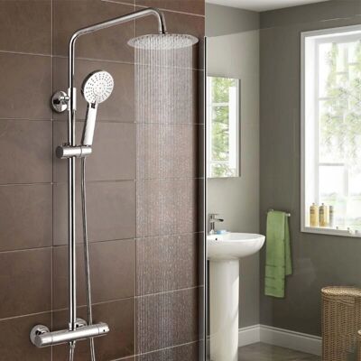 NES Home Fawley Round Thermostatic Twin Head Shower Set NES Home Fawley Round Thermostatic Twin Head Shower Set