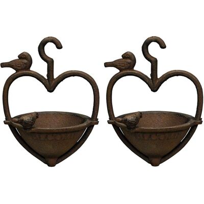 Selections - Heart Cast Iron - Set of 2 - Bird Feeder Selections - Heart Cast Iron - Set of 2 - Bird Feeder