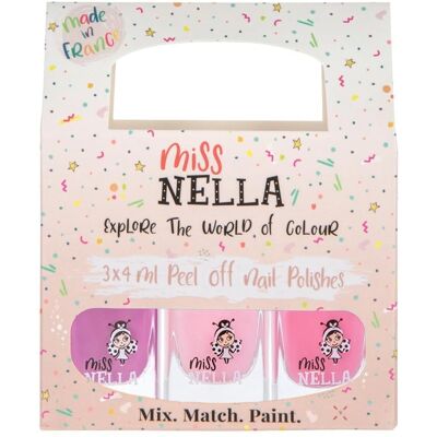 Miss Nella Conjunto de Três Esmaltes para Crianças - Vernizes Peel-Off à base de água - 3 x 4ml Miss Nella Conjunto de Três Esmaltes para Crianças - Vernizes Peel-Off à base de água - 3 x 4ml