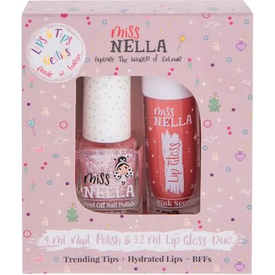 Conjunto de esmalte rosa com glitter e gloss para crianças - Miss Nella Conjunto de esmalte rosa com glitter e gloss para crianças - Miss Nella