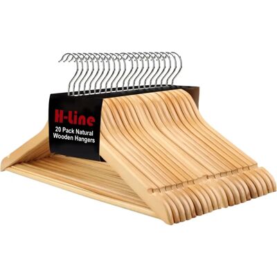 Heduoos Wooden Coat Hangers Suit Garments Clothes Wood Hanger Strong Trouser Bar - Coat Hangers Heduoos Wooden Coat Hangers Suit Garments Clothes Wood Hanger Strong Trouser Bar - Coat Hangers