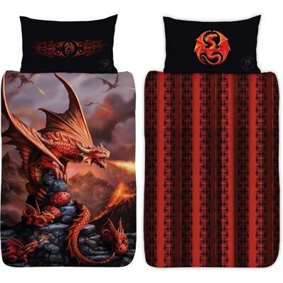Anne Stokes Fire Dragon Orange Red Grey - Duvet Cover Set Anne Stokes Fire Dragon Orange Red Grey - Duvet Cover Set