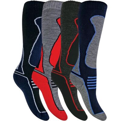 Sock Snob Damen Herren Kinder Wollski Socks - 4 Paar - Rot Sock Snob Damen Herren Kinder Wollski Socks - 4 Paar - Rot