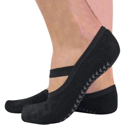 Sock Snob Womens 2 Pairs Yoga & Pilates Grip Socks - Black Sock Snob Womens 2 Pairs Yoga & Pilates Grip Socks - Black