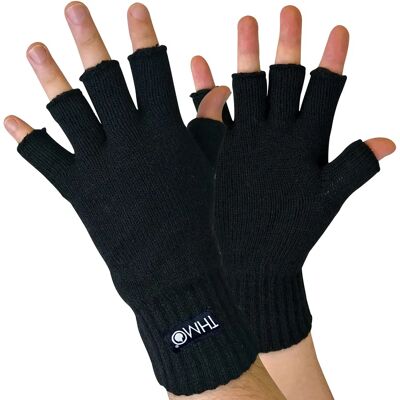 Gants Sans Doigts Noirs pour Hommes Thmo 3M Thinsulate - Publicité Gants Sans Doigts Noirs pour Hommes Thmo 3M Thinsulate - Publicité