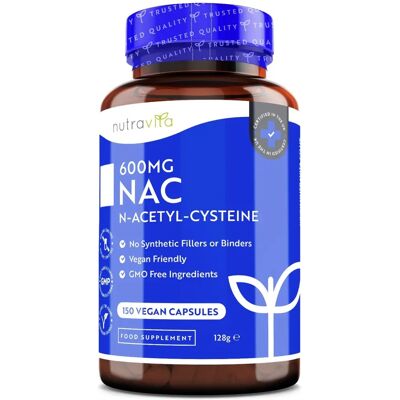 Nutravita NAC N-Acetyl-Cysteine 600mg - 150 Vegan Capsules - 5 Months Supply Nutravita NAC N-Acetyl-Cysteine 600mg - 150 Vegan Capsules - 5 Months Supply