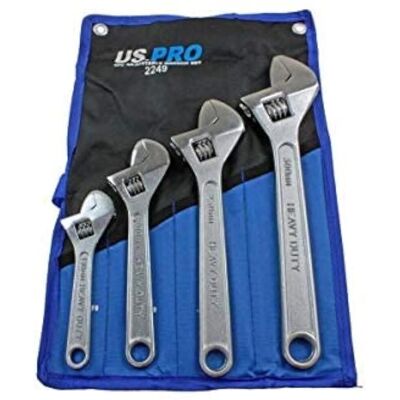 US PRO Tools 2249 - 6-12in - Chrome - 4pc - Adjustable Wrench Set US PRO Tools 2249 - 6-12in - Chrome - 4pc - Adjustable Wrench Set