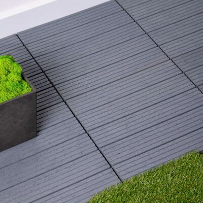 Nicoman - 40 Pack Cosmo Garden Patio Composite Decking Tiles - Cool Grey Nicoman - 40 Pack Cosmo Garden Patio Composite Decking Tiles - Cool Grey