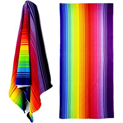 GEEZY - Rainbow Stripe Microfibre - Lightweight - Rainbow Stripe - Beach Towel GEEZY - Rainbow Stripe Microfibre - Lightweight - Rainbow Stripe - Beach Towel