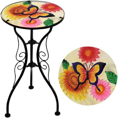 GEEZY - Round Side Coffee Table - Iron - Glass - Garden Table GEEZY - Round Side Coffee Table - Iron - Glass - Garden Table