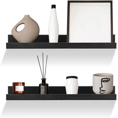 GEEZY - Set of 2 - Black - 45 cm - Floating wall shelves GEEZY - Set of 2 - Black - 45 cm - Floating wall shelves