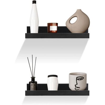 GEEZY - Set of 2 Floating Wall Shelves - Black - Floating Shelves GEEZY - Set of 2 Floating Wall Shelves - Black - Floating Shelves