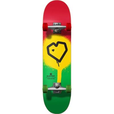 Blueprint V2 Heart Skateboard Rasta - Skateboard Blueprint V2 Heart Skateboard Rasta - Skateboard