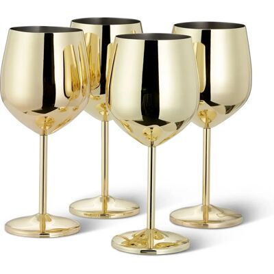 Oak & Steel Guld Vinglas Sæt - 4 Rustfrit Stål 540ml Oak & Steel Guld Vinglas Sæt - 4 Rustfrit Stål 540ml