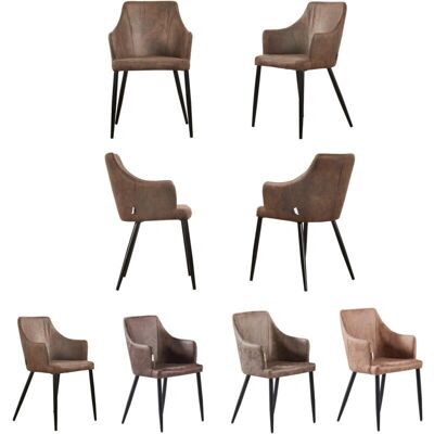 Chaise de salle à manger en faux cuir marron Zarah - Lot de 4 - Publicité Chaise de salle à manger en faux cuir marron Zarah - Lot de 4 - Publicité