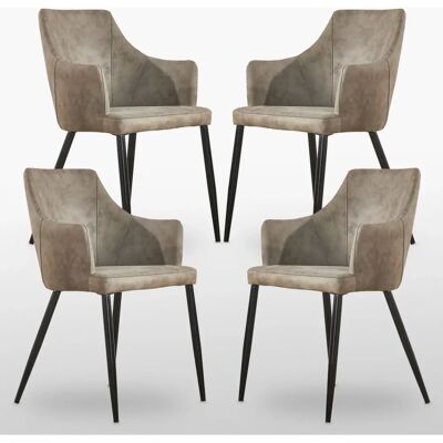 Chaises de salle à manger en faux cuir Zaragoza - Lot de 4 - Marron clair - Publicité Chaises de salle à manger en faux cuir Zaragoza - Lot de 4 - Marron clair - Publicité