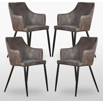 Chaises de salle à manger en faux cuir Zarah - Ensemble de 4 Marron foncé - Publicité Chaises de salle à manger en faux cuir Zarah - Ensemble de 4 Marron foncé - Publicité