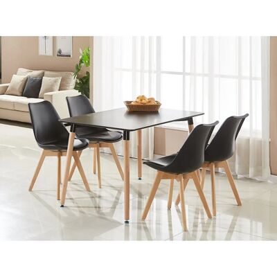Life Interiors Black 5PC Dining Set - Scandinavian Style Life Interiors Black 5PC Dining Set - Scandinavian Style