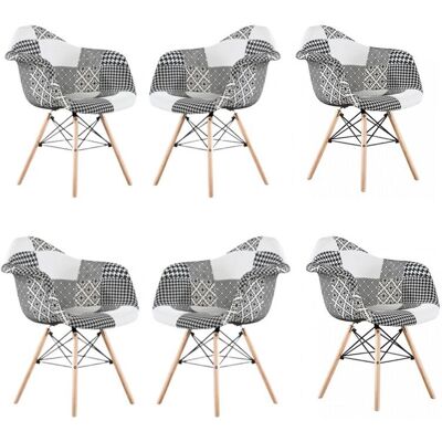 Life Interiors Chrono Patchwork Eiffel Dining Chair - Set of 6 Life Interiors Chrono Patchwork Eiffel Dining Chair - Set of 6
