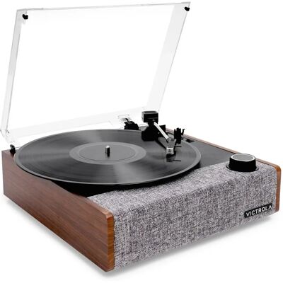 Lecteur de disques Victrola Eastwood II - Noyer - Style vintage - Publicité Lecteur de disques Victrola Eastwood II - Noyer - Style vintage - Publicité