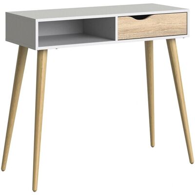 Furniture To Go Oslo Console Table - White and Oak - 1 Drawer 1 Shelf Furniture To Go Oslo Console Table - White and Oak - 1 Drawer 1 Shelf