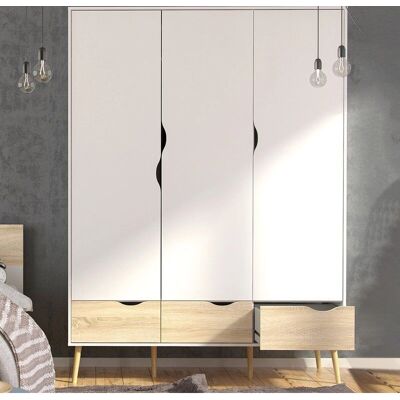 Furniture To Go - Oslo - White Oak - 3 Doors - Wardrobe Furniture To Go - Oslo - White Oak - 3 Doors - Wardrobe