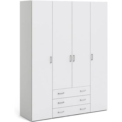 Furniture To Go - Wardrobe - White - 4 Doors 3 Drawers - Wardrobe Furniture To Go - Wardrobe - White - 4 Doors 3 Drawers - Wardrobe