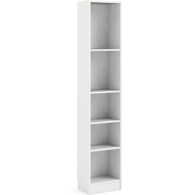 Furniture To Go Tall Narrow White Bookcase - 4 Shelves Furniture To Go Tall Narrow White Bookcase - 4 Shelves