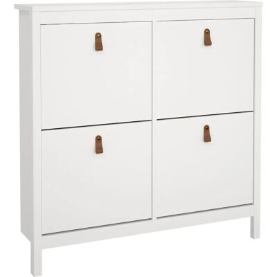 Furniture To Go Barcelona Shoe cabinet 4 compartments in White - Shoe Cabinet Furniture To Go Barcelona Shoe cabinet 4 compartments in White - Shoe Cabinet