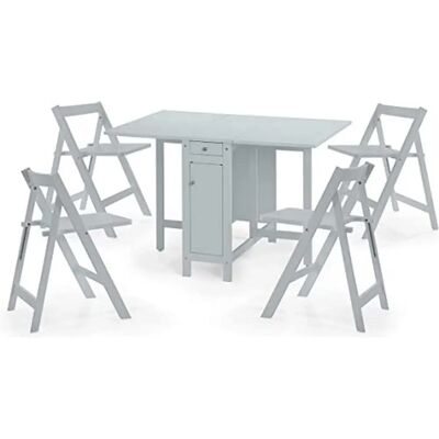 Only Oak Furniture Savoy Light Grey Space-Saving Dining Set - Dining Set Only Oak Furniture Savoy Light Grey Space-Saving Dining Set - Dining Set