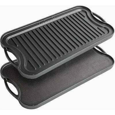 Nuovva - Cast Iron Griddle Pan - 50 x 25 cm - Double-Sided - Griddle Pan Nuovva - Cast Iron Griddle Pan - 50 x 25 cm - Double-Sided - Griddle Pan