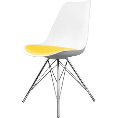 Fusion Living Soho Yellow White Plastic Dining Chair - Dining Chair Fusion Living Soho Yellow White Plastic Dining Chair - Dining Chair
