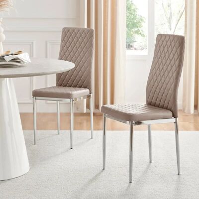 FurnitureboxUK Milan - beige - faux leather - chrome legs - Dining chairs FurnitureboxUK Milan - beige - faux leather - chrome legs - Dining chairs
