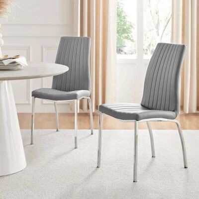 FurnitureboxUK - Isco - Grey - Faux Leather - Dining chair FurnitureboxUK - Isco - Grey - Faux Leather - Dining chair