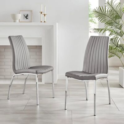FurnitureboxUK - Isco - Grey - Faux Leather - Dining chair FurnitureboxUK - Isco - Grey - Faux Leather - Dining chair