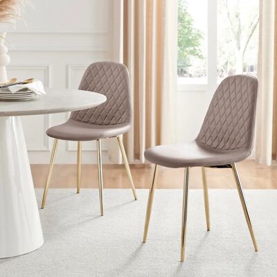 FurnitureboxUK - Corona - Gold Leg - Beige - Dining Chair FurnitureboxUK - Corona - Gold Leg - Beige - Dining Chair