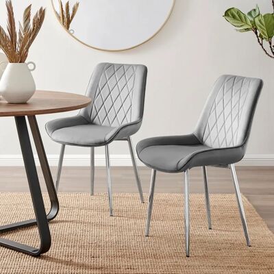FurnitureboxUK - Pesaro - Velvet - Grey - Dining Chairs FurnitureboxUK - Pesaro - Velvet - Grey - Dining Chairs