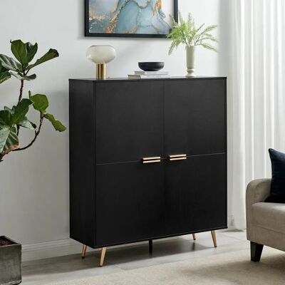 Furniturebox Uk Ivala Black & Copper Effect Large 4 Door Sideboard - Sideboard Furniturebox Uk Ivala Black & Copper Effect Large 4 Door Sideboard - Sideboard