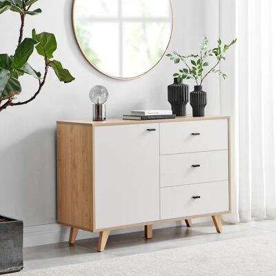 Furniturebox Uk Bisset Off White & Wood Effect Small Storage Sideboard - Sideboard Furniturebox Uk Bisset Off White & Wood Effect Small Storage Sideboard - Sideboard