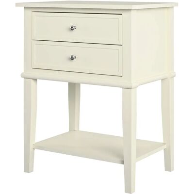 Dorel Home Franklin White Side Table with 2 Drawers - Side Table Dorel Home Franklin White Side Table with 2 Drawers - Side Table
