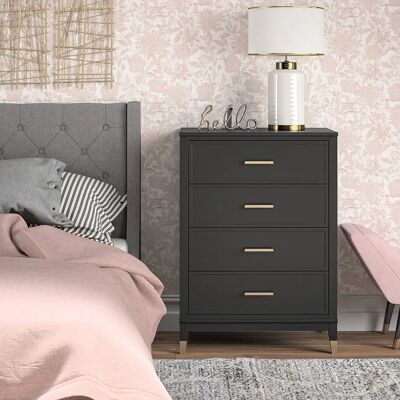 CosmoLiving Westerleigh Sort Skuffeskab - 4 Skuffer - Vintage Modern CosmoLiving Westerleigh Sort Skuffeskab - 4 Skuffer - Vintage Modern